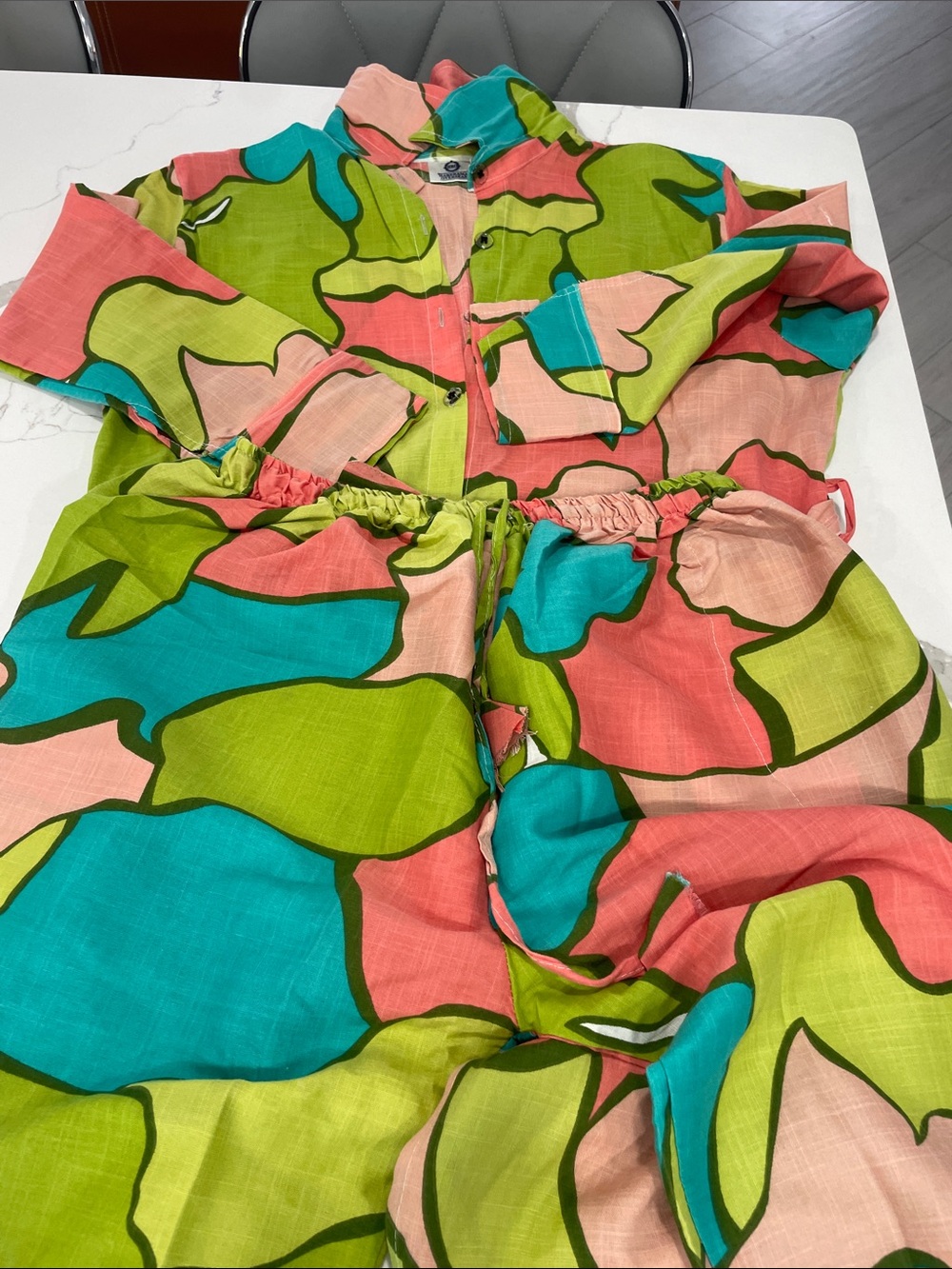 Women's Multicolor Abstract Print Pants & Top Set - Picture 7 of 7
